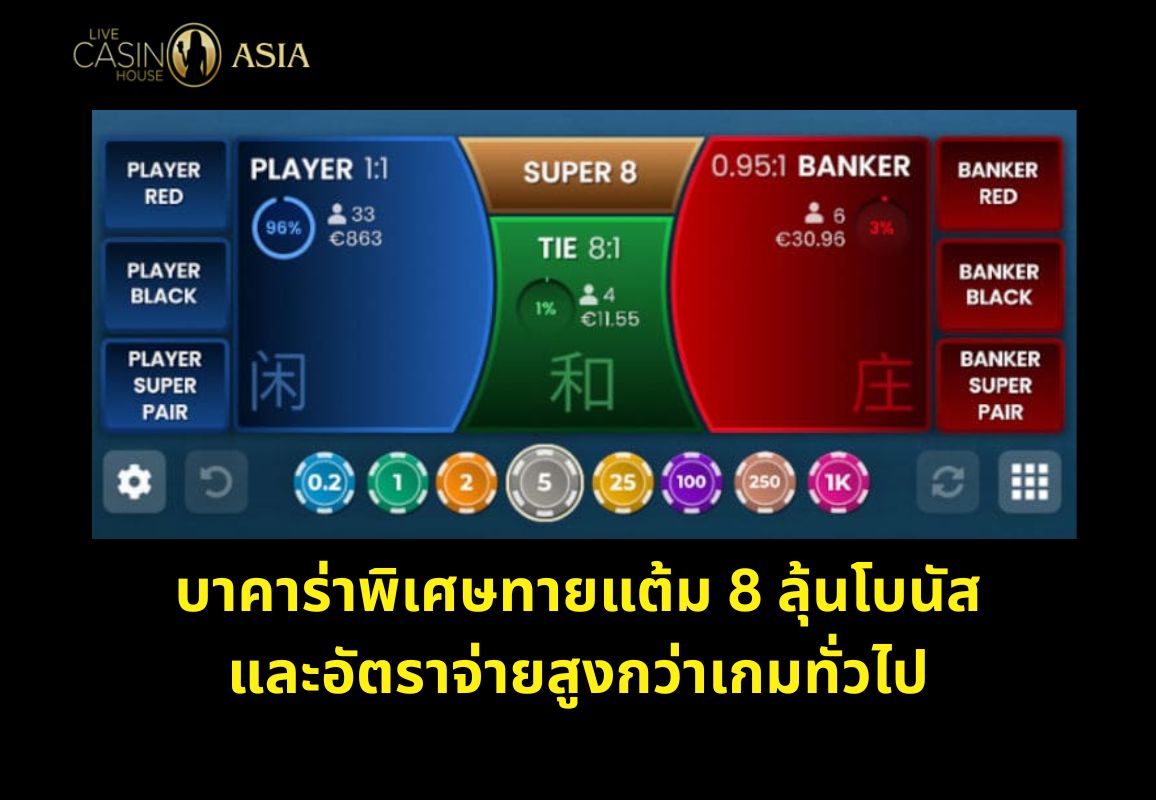 บาคาร่าทายแต้ม 8 ลุ้นโบนัส อัตราจ่ายสูง